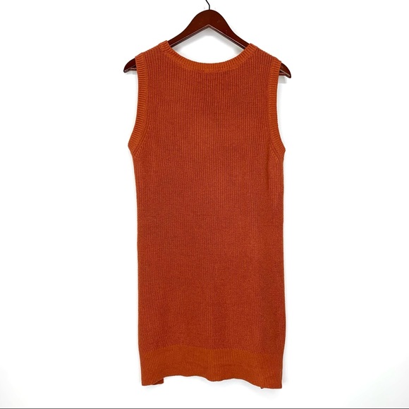 The Limited Solid Orange Wide Knit Sleeveless Crewneck Sweater Tunic Size Medium - Picture 2 of 12
